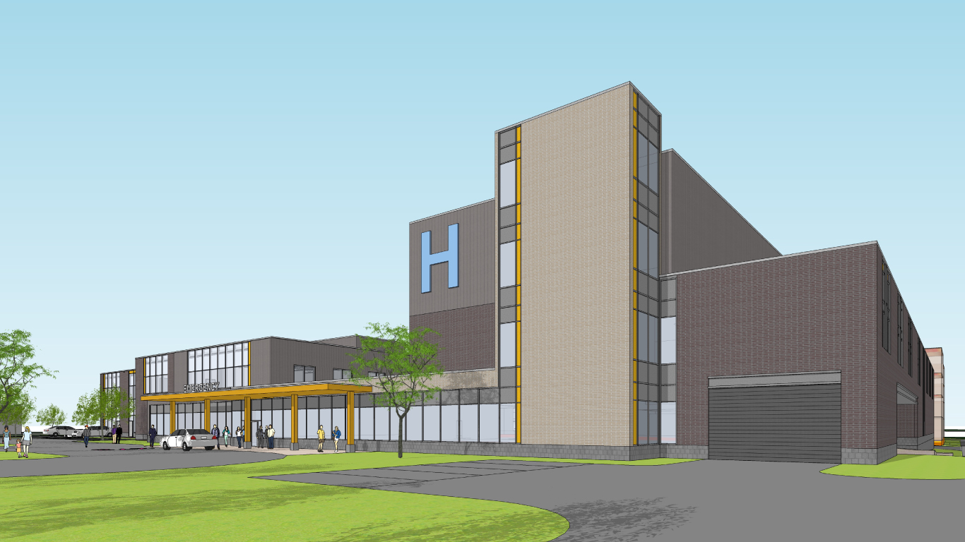 computer rendering of the side of the new emergency department