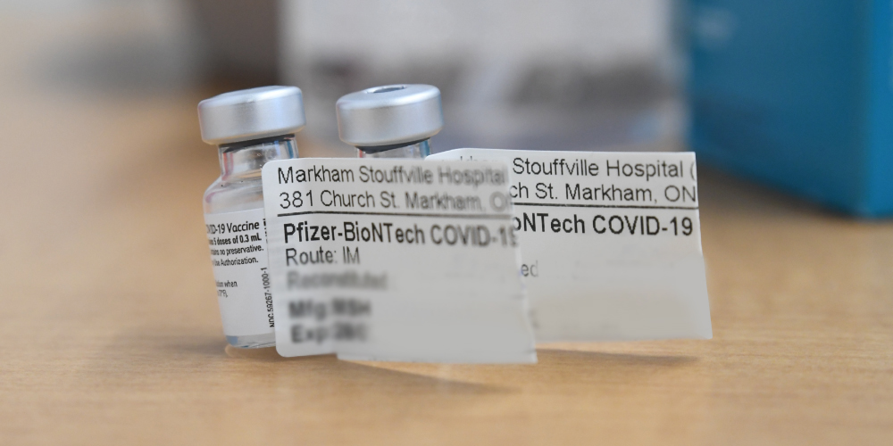 two covid-19 vaccine vials