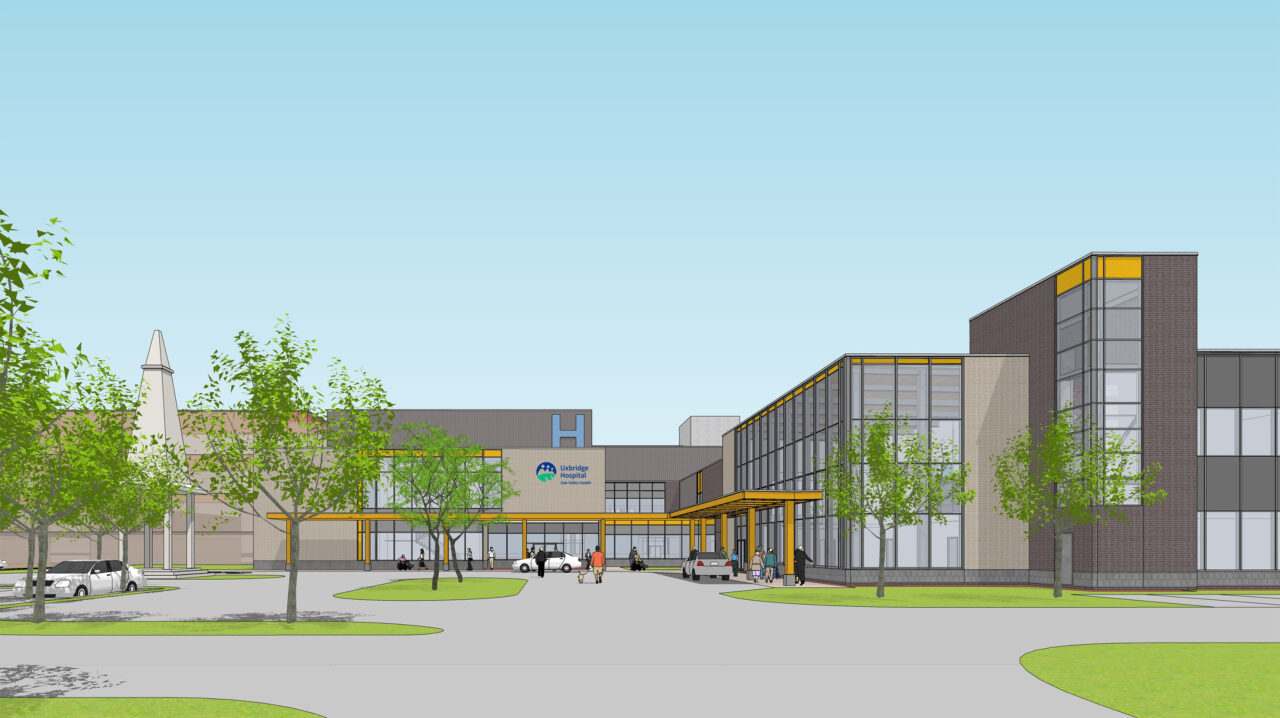 3d rendered image of oak valley health's new Uxbridge Hospital