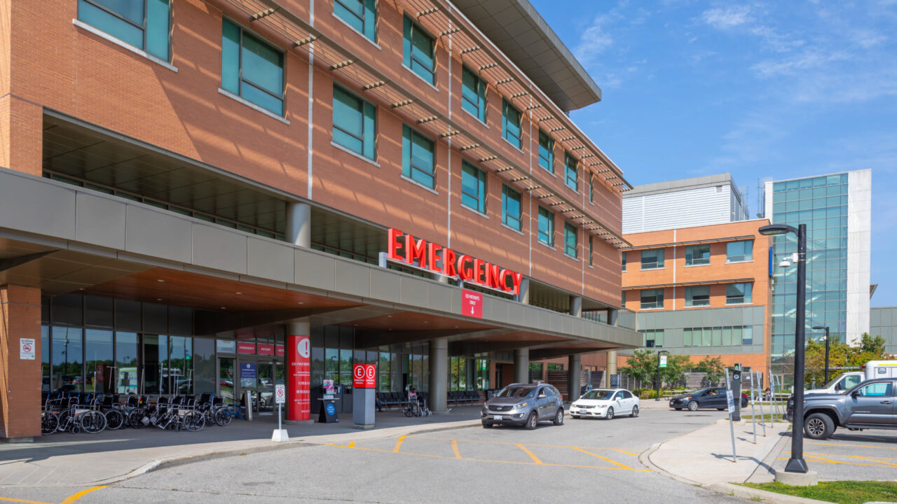 An exterior view of the Emergency Department at Markham Stouffville Hospital