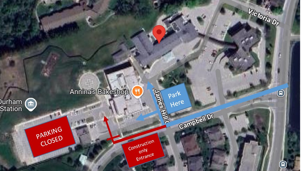 A map of parking locations at Uxbridge Hospital